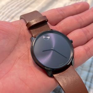 Movado Museum Bold Blue Face Napa Leather